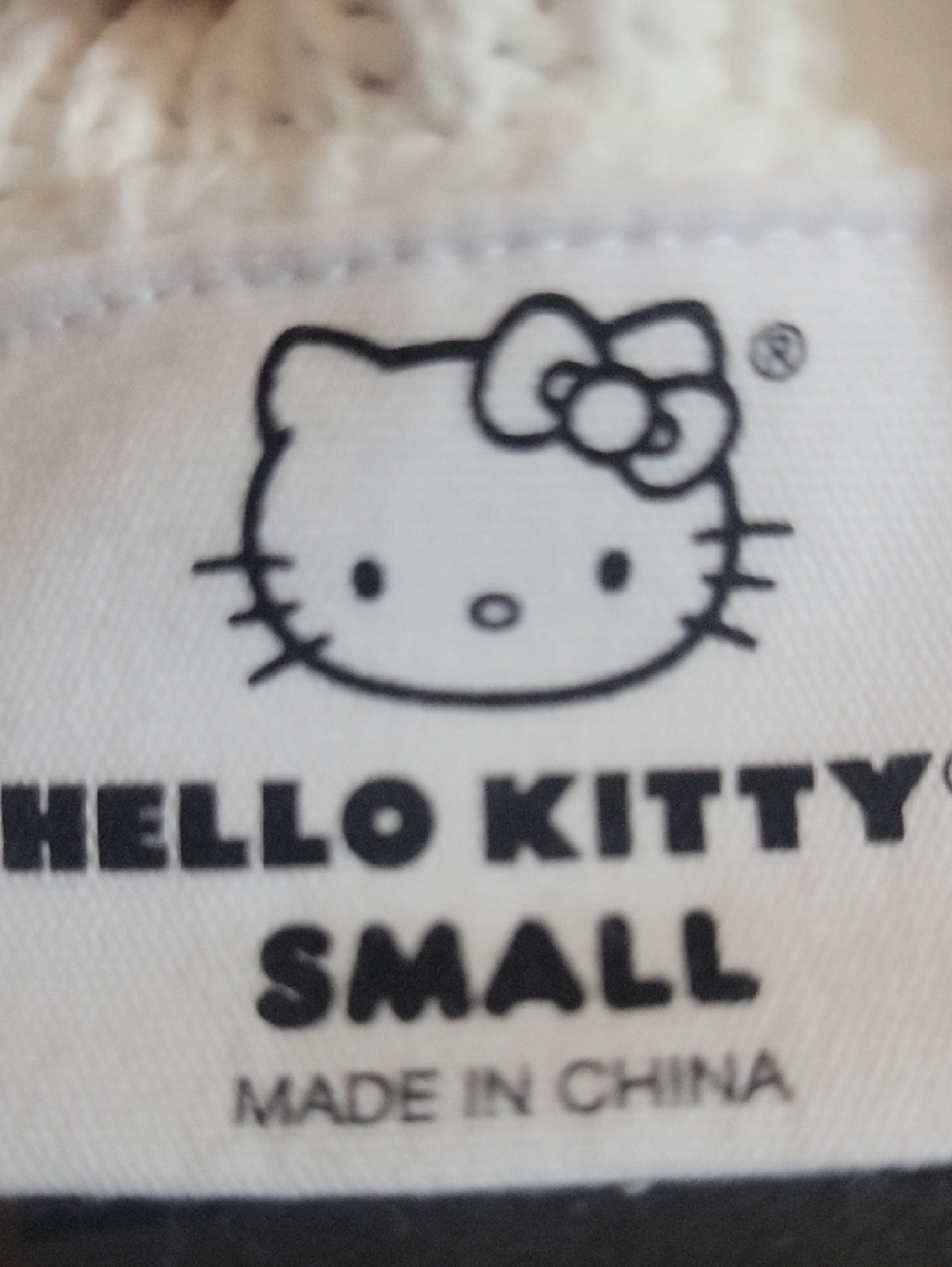 Hello Kitty White Knit Crewneck Sweater with Navy USA and Red Bow - Picture 3 of 4